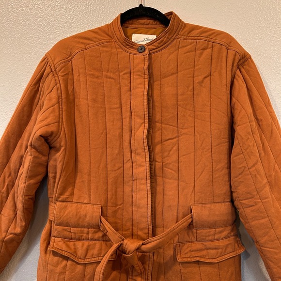 Universal Thread Burnt Orange Quilted Belted Utility Jacket Mock Neck Small - Picture 6 of 11
